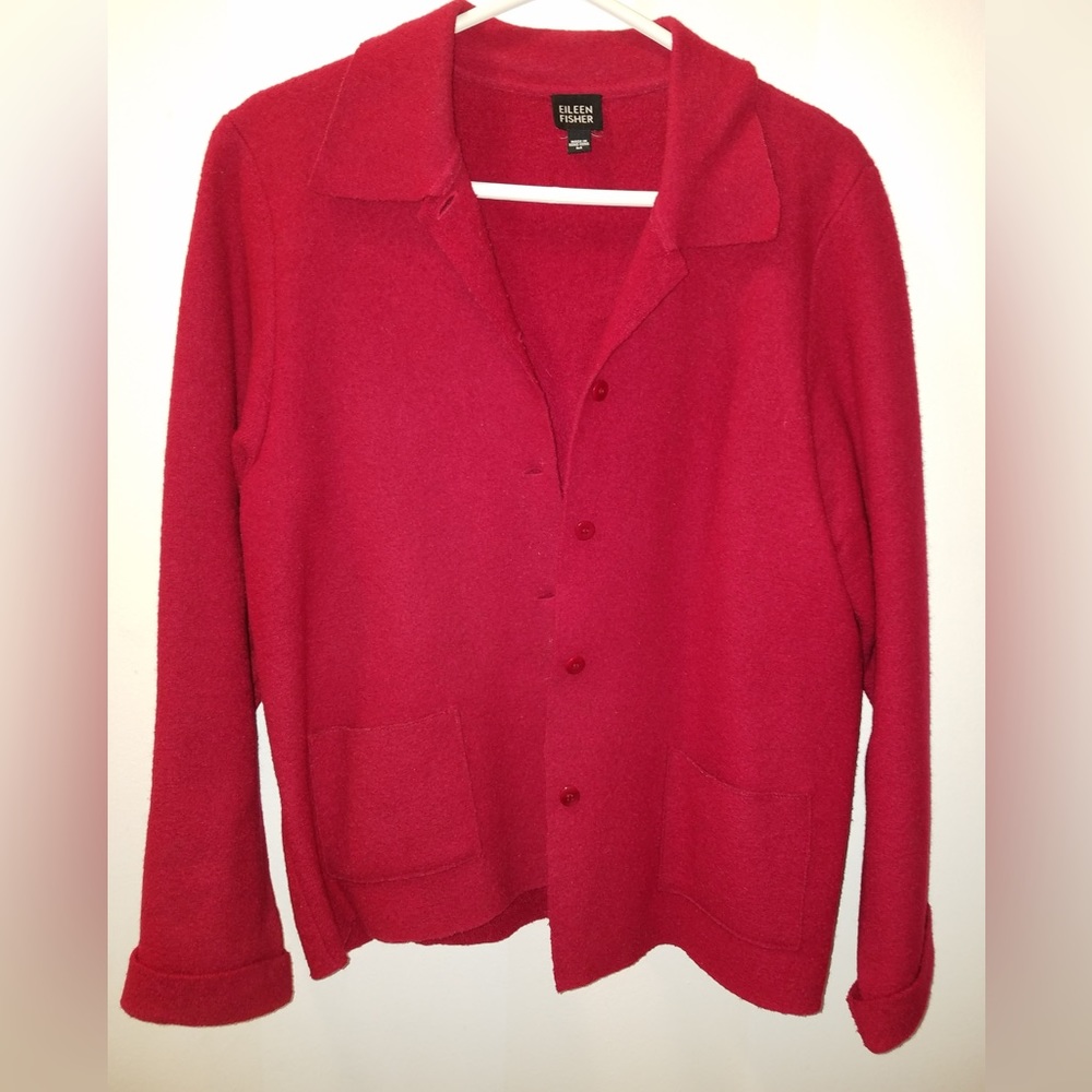 Eileen Fisher Wool, Raspberry Color Blazer/Jacket… - image 1